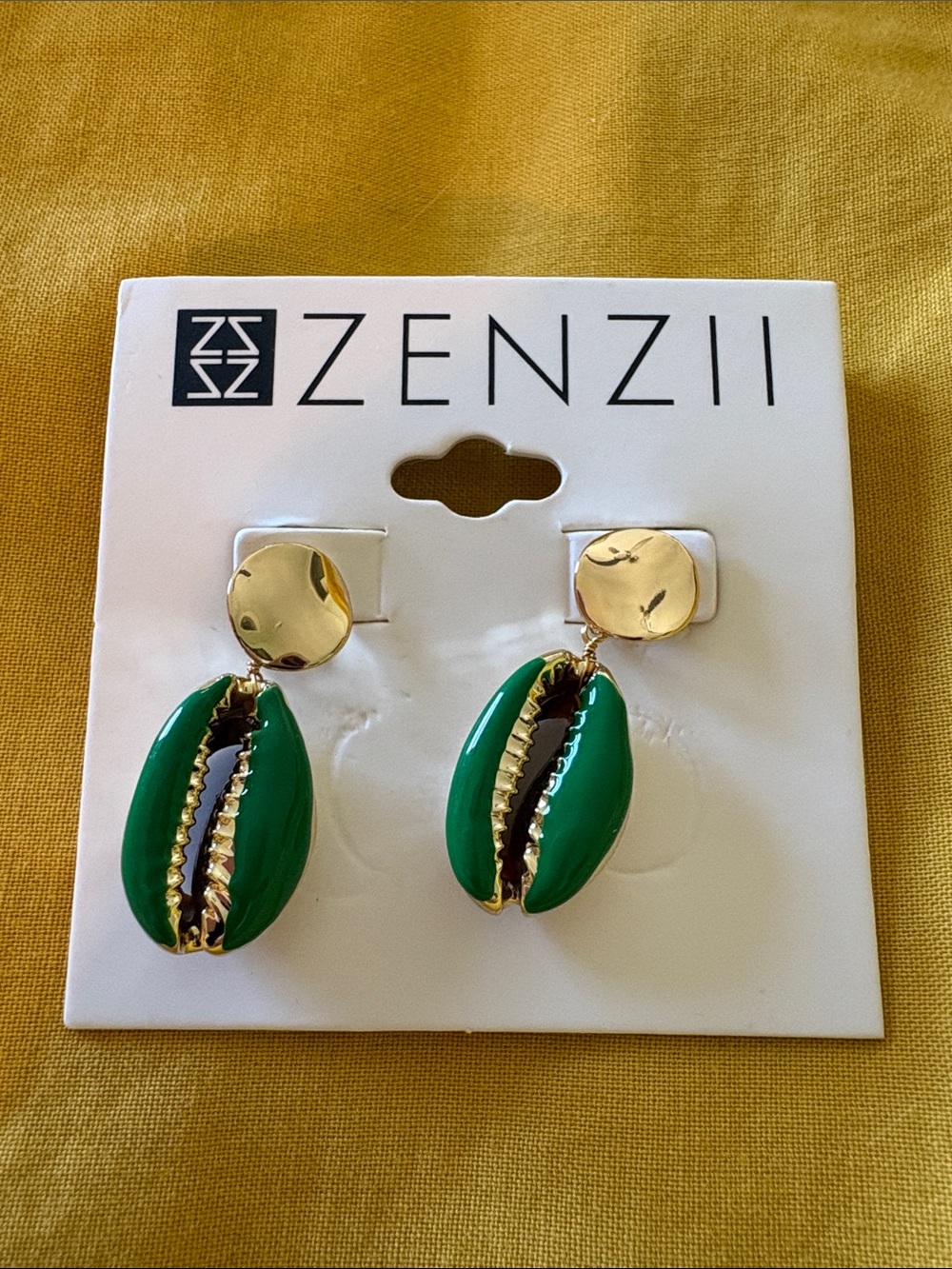 ZENZII green conch earrings